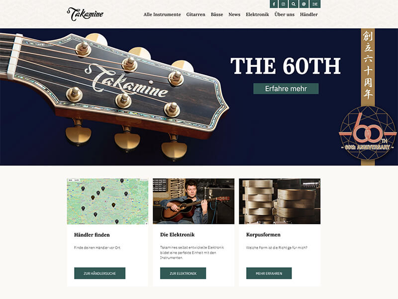 TAKAMINE Website in neuem Gewand